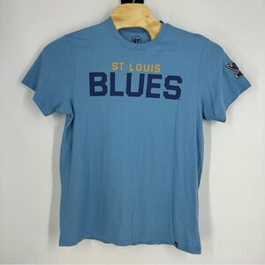 ST. LOUIS BLUES Hockey Light Blue Appliqué Logo Short Sleeve T-Shirt Sz L